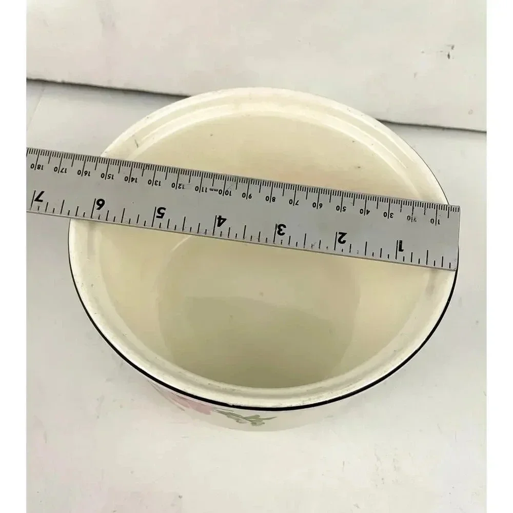 VTG Floral Casserole‎ Dish with Lid Harker Cookingware Hot Oven 1930s